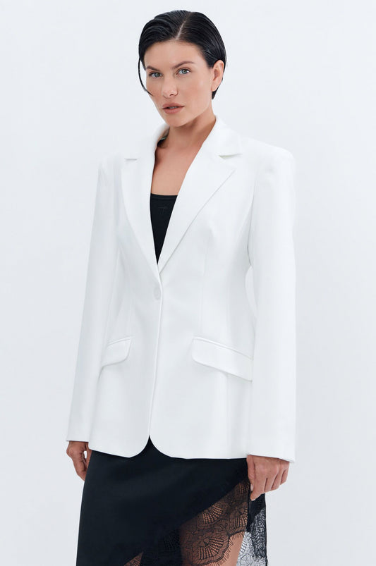 White Single Breasted Fitted Blazer