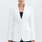 White Single Breasted Fitted Blazer