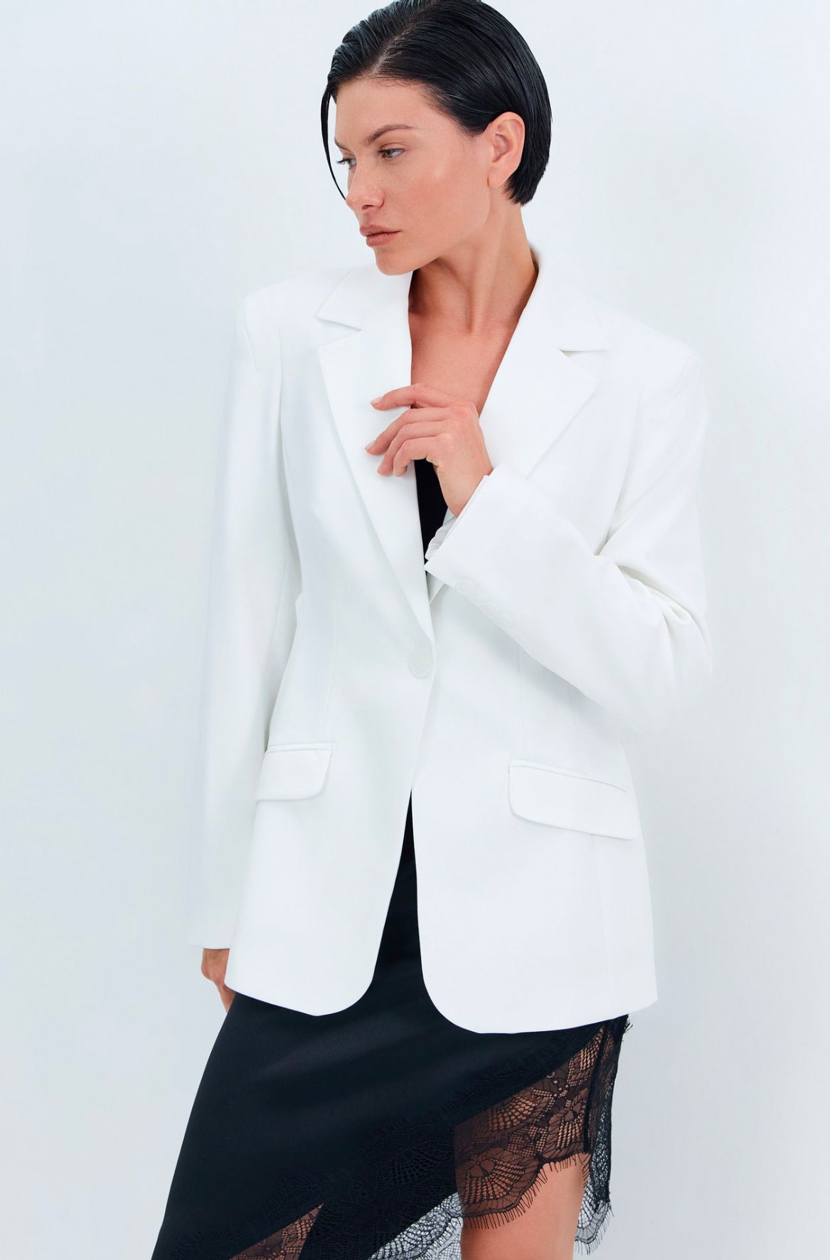 White Single Breasted Fitted Blazer