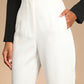 White Straight Leg Tapered Trousers