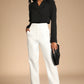 White Straight Leg Tapered Trousers