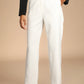 White Straight Leg Tapered Trousers