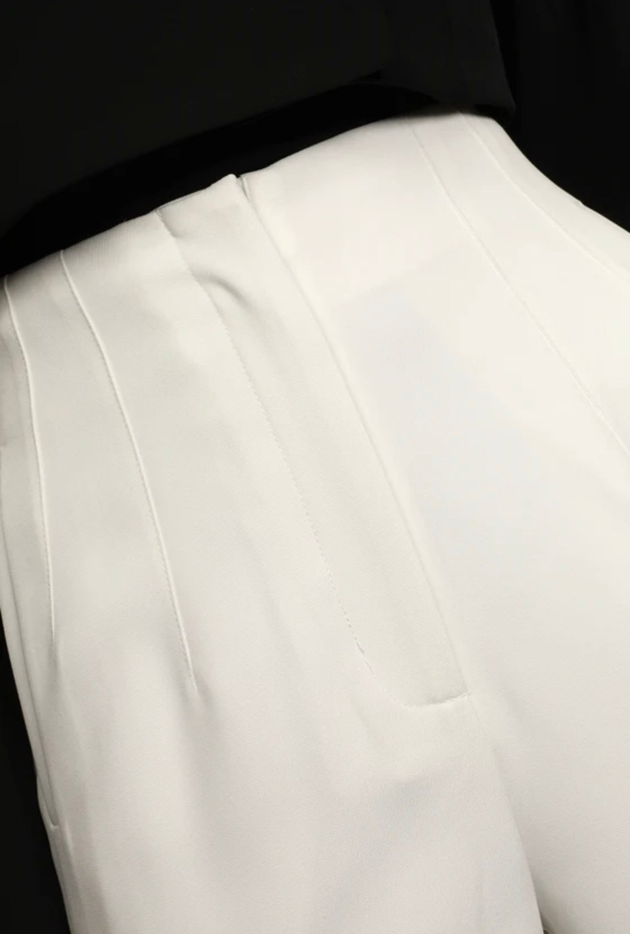 White Straight Leg Tapered Trousers