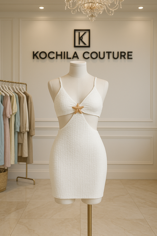 White Textured Cut-out Bodycon Dress