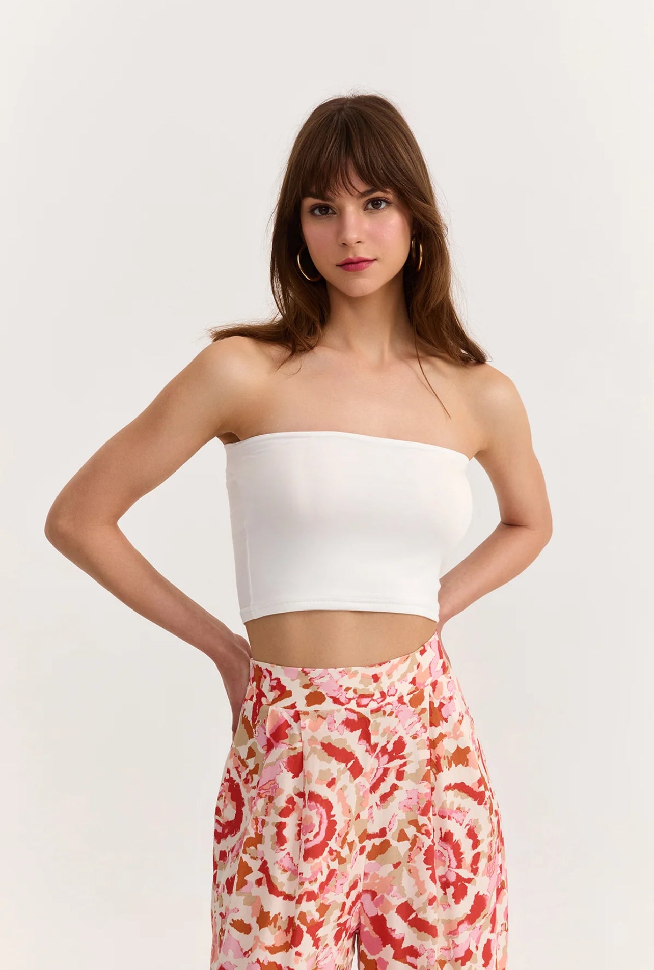 White Slim Fit Tube Top