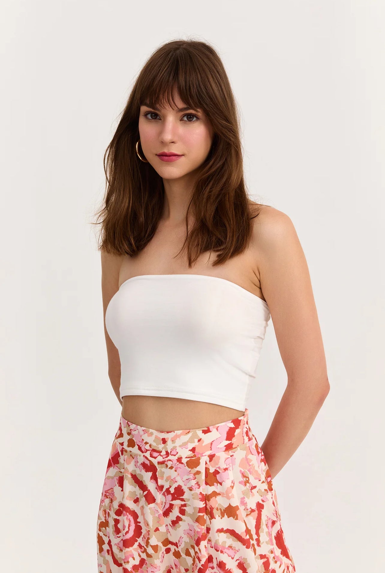 White Slim Fit Tube Top