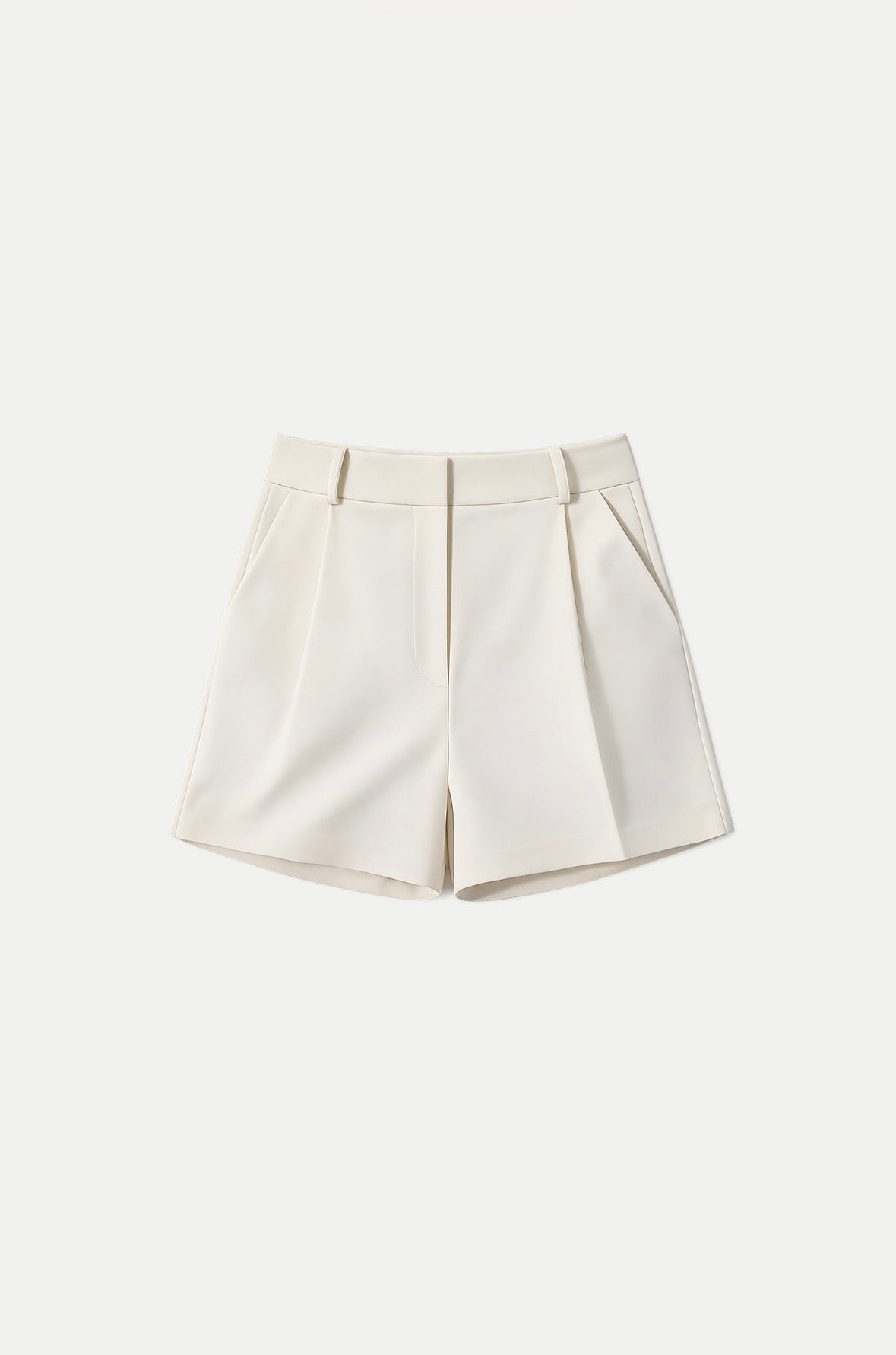 White Tailored Pleated Shorts 2