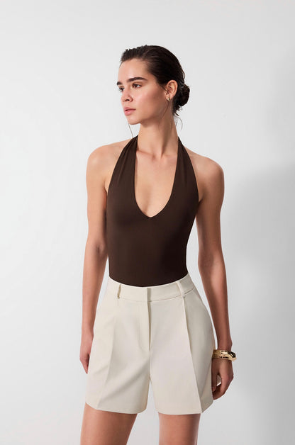 White Tailored Pleated Shorts 5