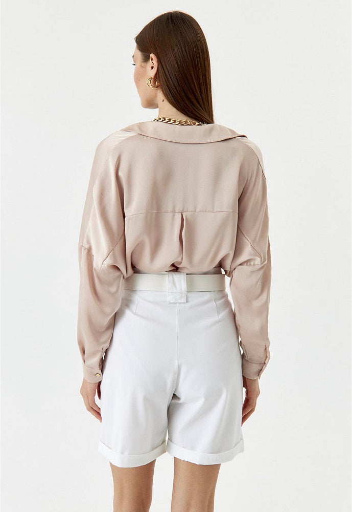 Wilma Beige Champagne Satin Shirt