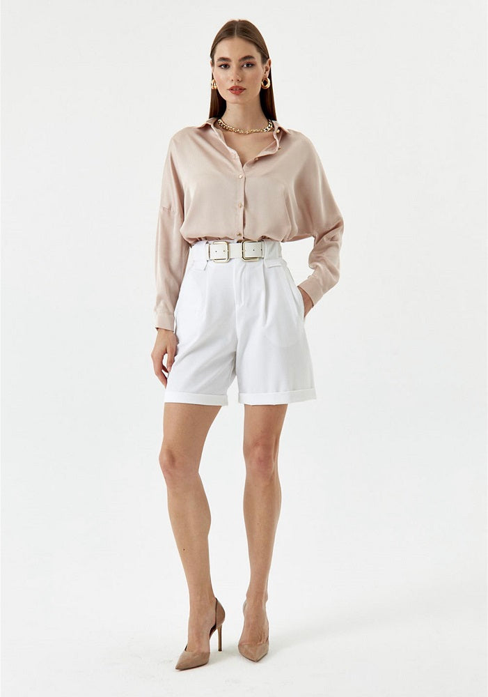 Wilma Beige Champagne Satin Shirt