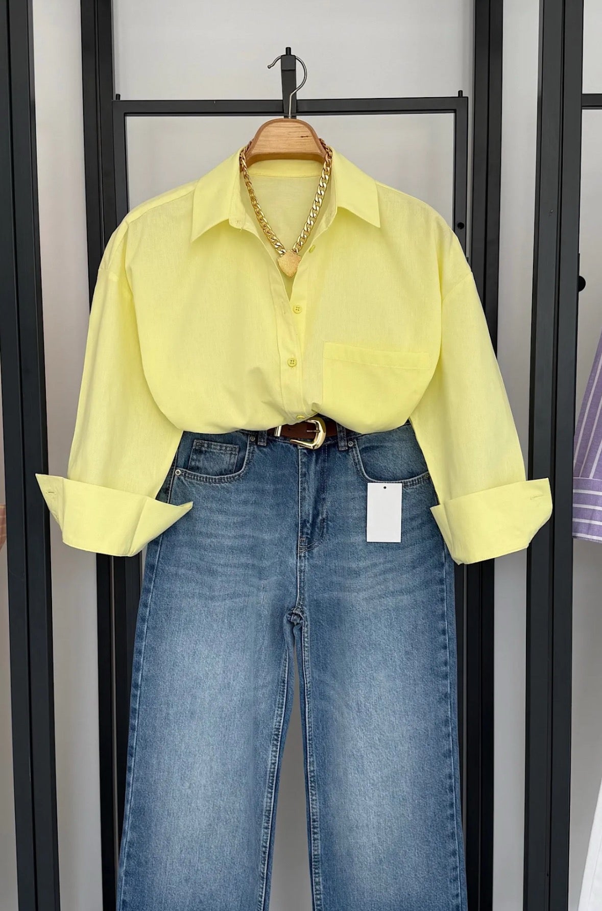 Yellow Shirt & Denim Co-ord Set
