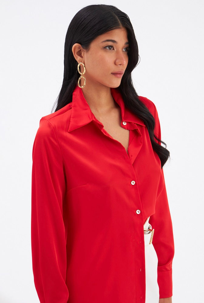 Zenith Red Silk Shirt