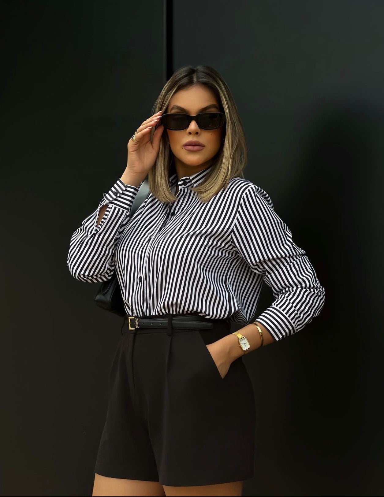 Aletta Black & White Striped Shirt