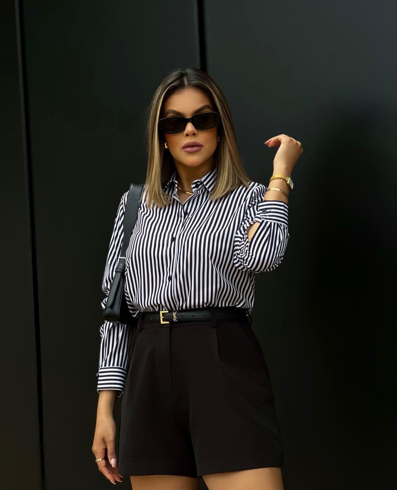 Aletta Black & White Striped Shirt