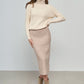 Beige Knitted Woollen Midi Skirt