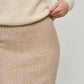 Beige Knitted Woollen Midi Skirt