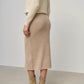 Beige Knitted Woollen Midi Skirt