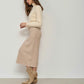 Beige Knitted Woollen Midi Skirt