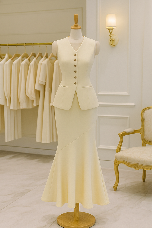 beige-waistcoat-mermaid-skirt-set-01-kochila-couture