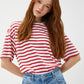 Berry Red & White Striped Tshirt