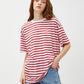 Berry Red & White Striped Tshirt