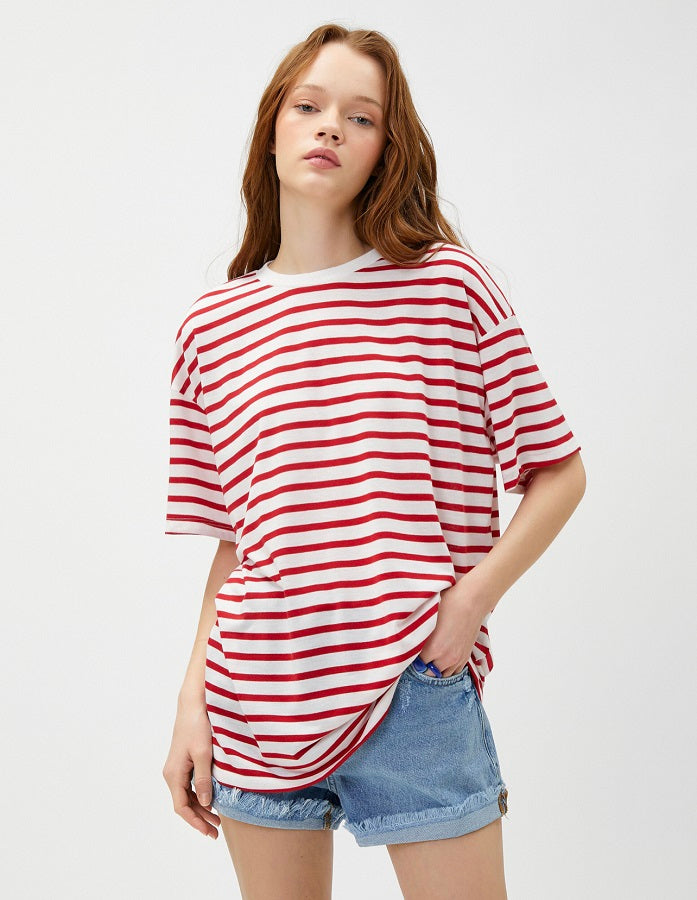 Berry Red & White Striped Tshirt