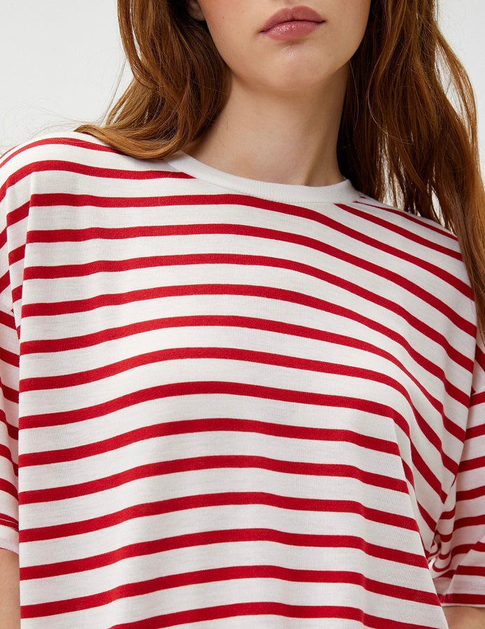 Berry Red & White Striped Tshirt