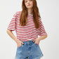 Berry Red & White Striped Tshirt