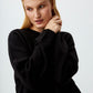 Black Fine Knitted V-neck Sweater