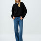 Black Fine Knitted V-neck Sweater