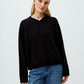 Black Fine Knitted V-neck Sweater