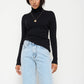 Black Fitted Polo-neck Sweater