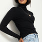 Black Fitted Polo-neck Sweater