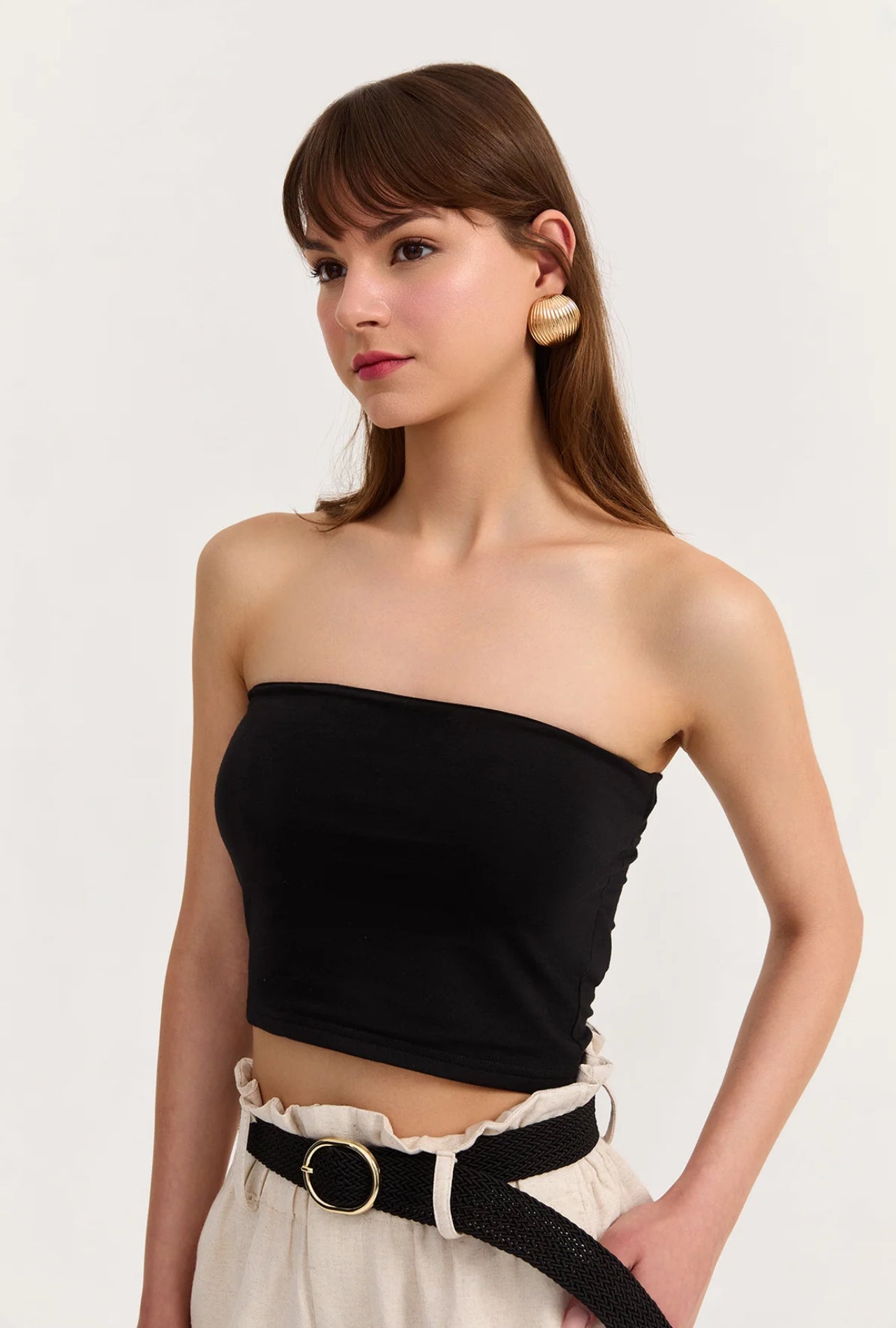 Black Slim Fit Tube Top