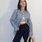 Chloe White & Blue Striped Shirt