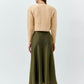 Claret Olive Satin Maxi Skirt