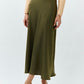 Claret Olive Satin Maxi Skirt