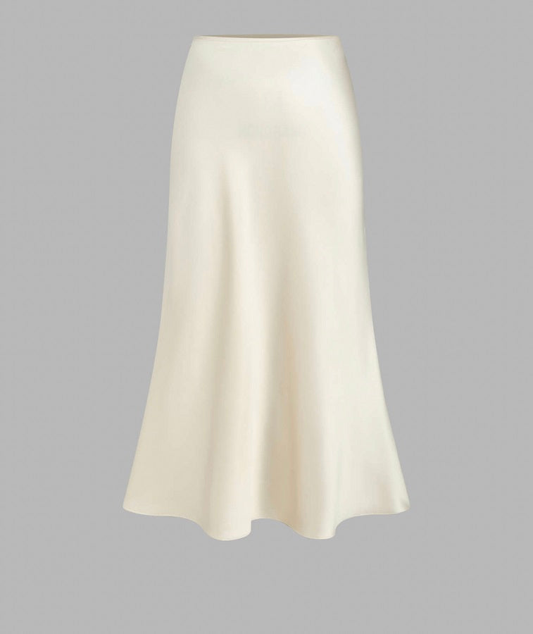 Crescent White Satin Skirt