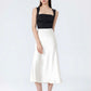 Crescent White Satin Skirt