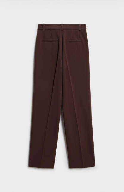 Back view of dark brown tailored trousers straight fit women formal wear Kochila Couture
