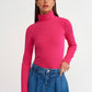 dark-pink-turtleneck-top-cotton-full-sleeves-top-slim-fit-polo-neck-top-casual-wear -top