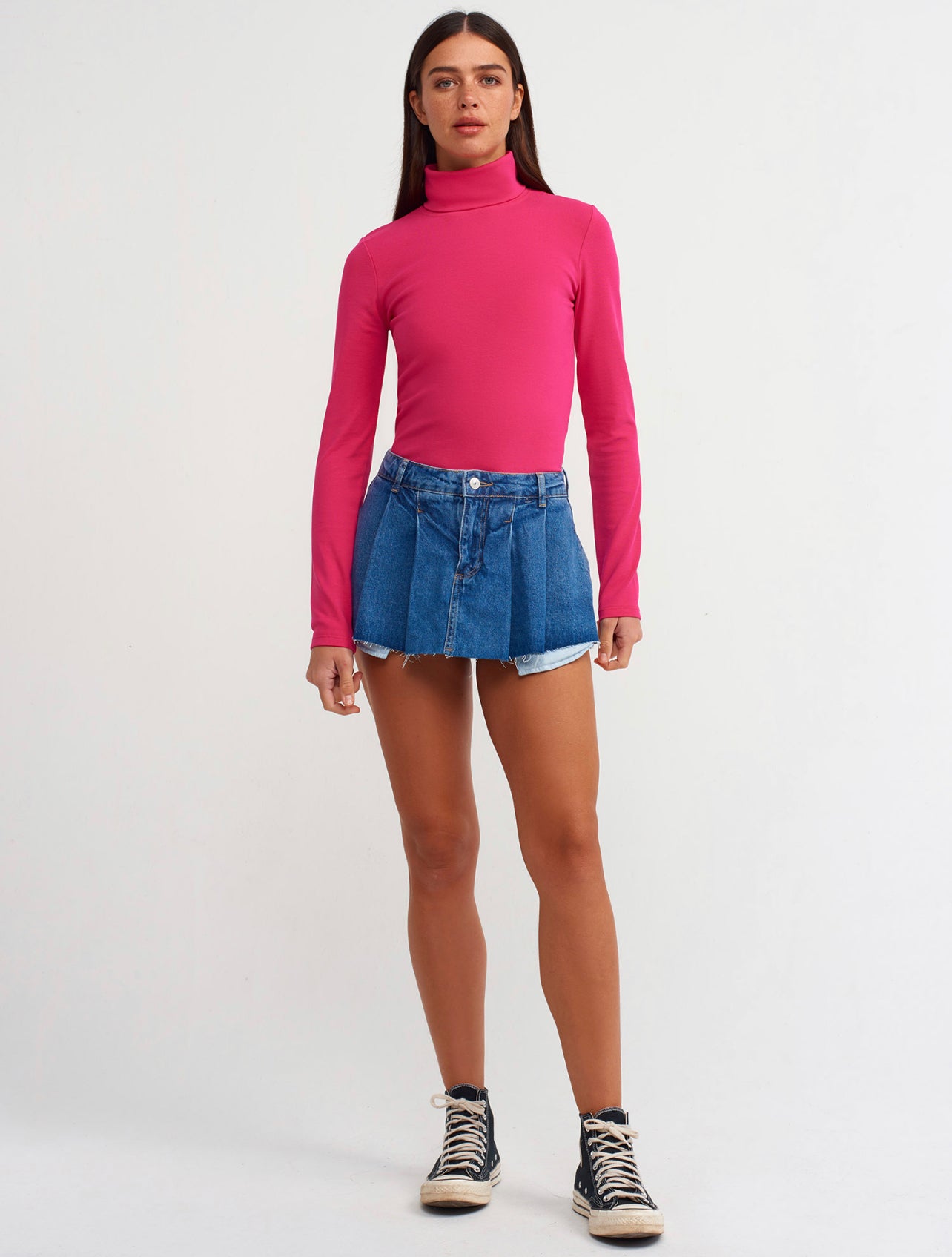 dark-pink-turtleneck-top-cotton-full-sleeves-top-slim-fit-polo-neck-top-casual-wear -top