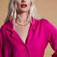 Fuchsia Buttoned Silk Shirt