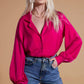 Fuchsia Buttoned Silk Shirt