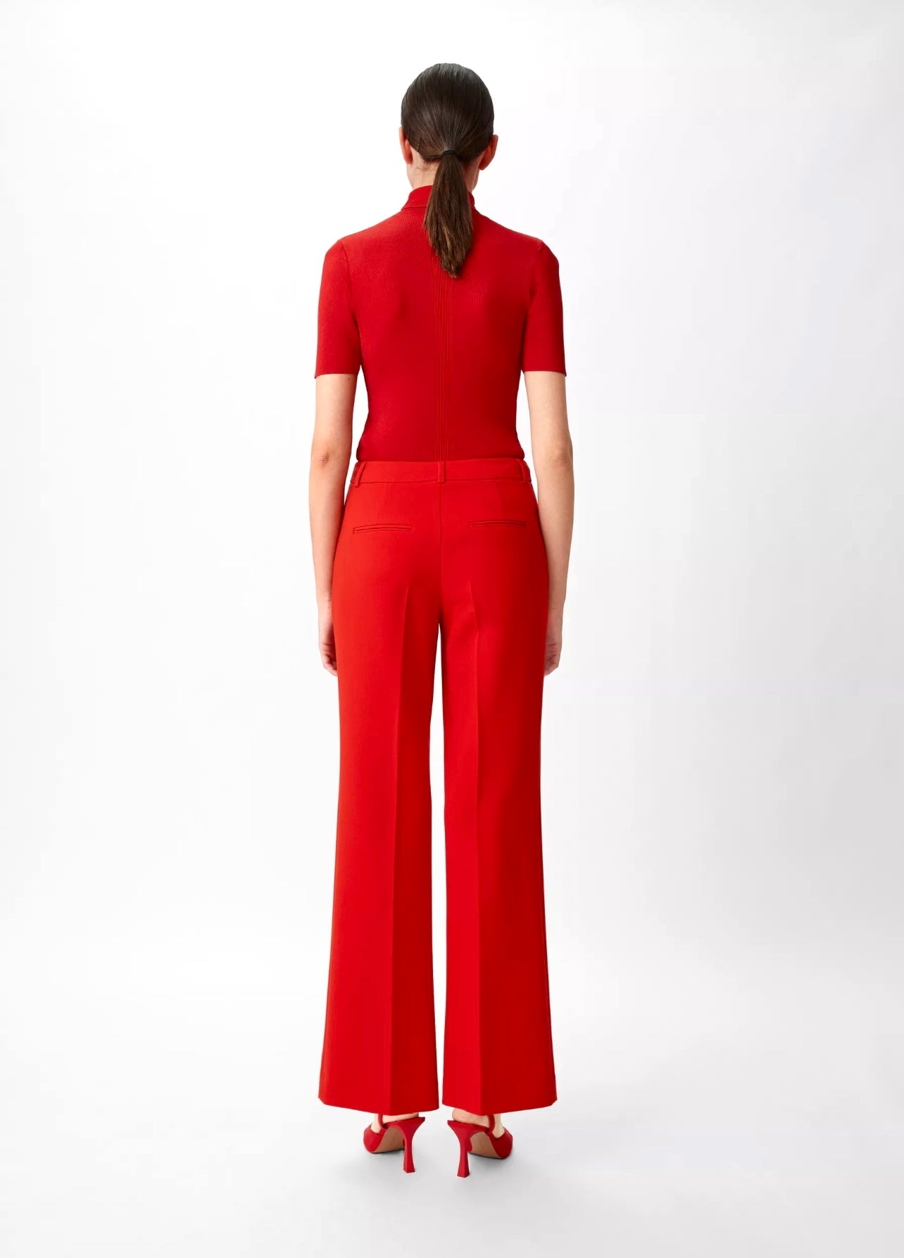 hot-red-slit-hem-flared-trouser