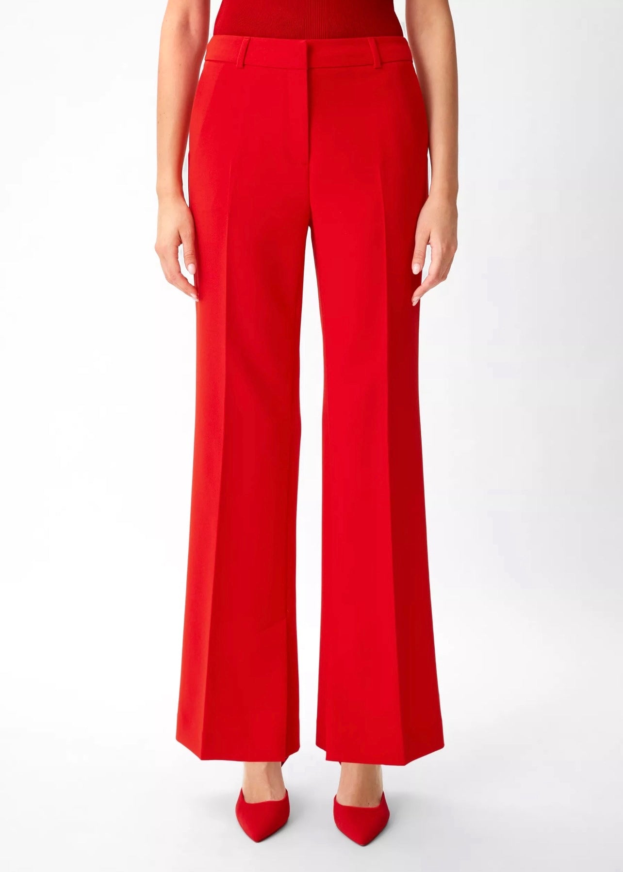 hot-red-slit-hem-flared-trouser