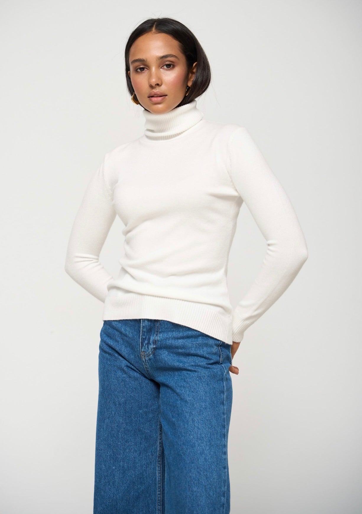 Ivory White Polo-neck Sweater