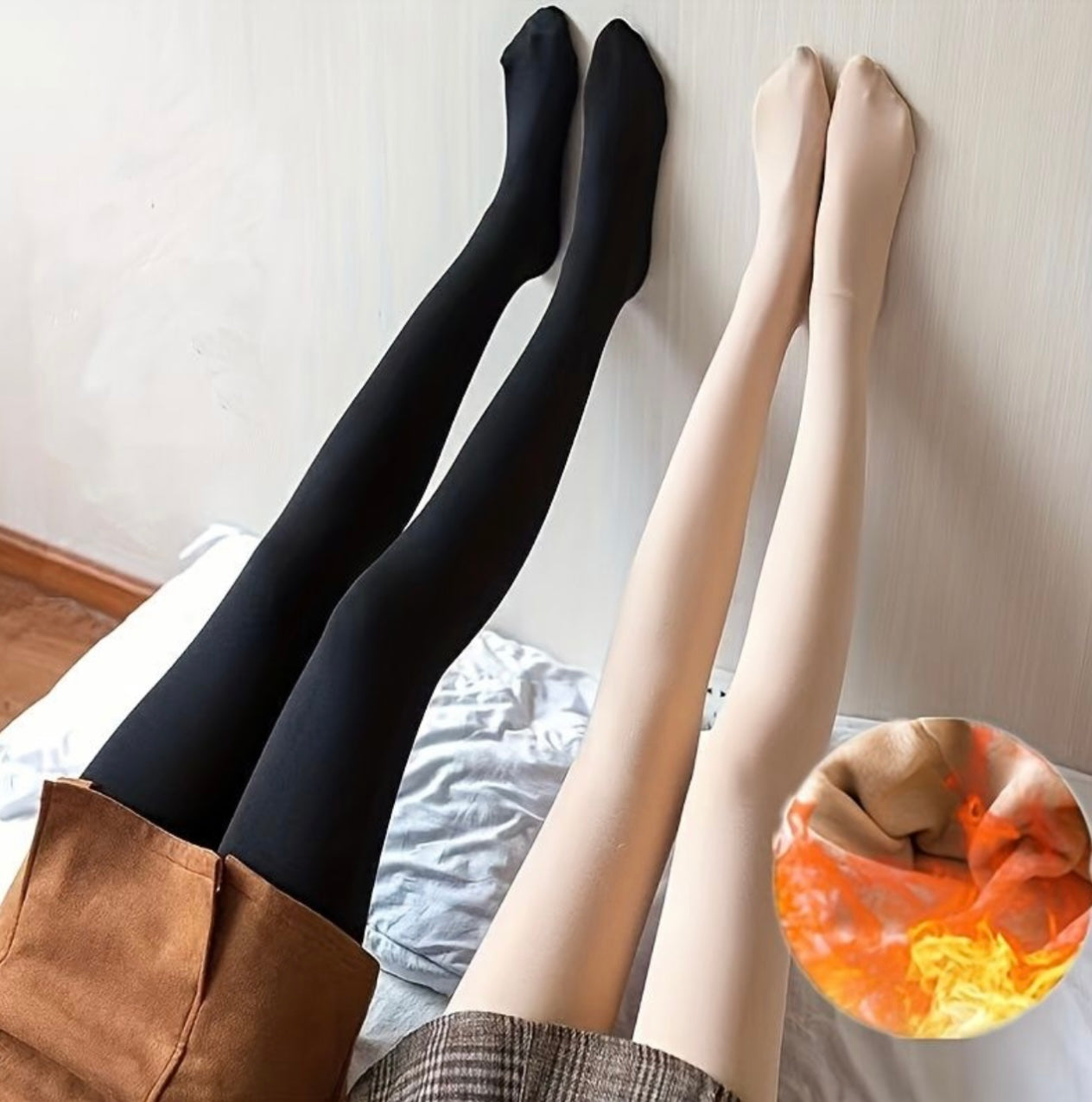 Black Second Skin Fleece Stockings