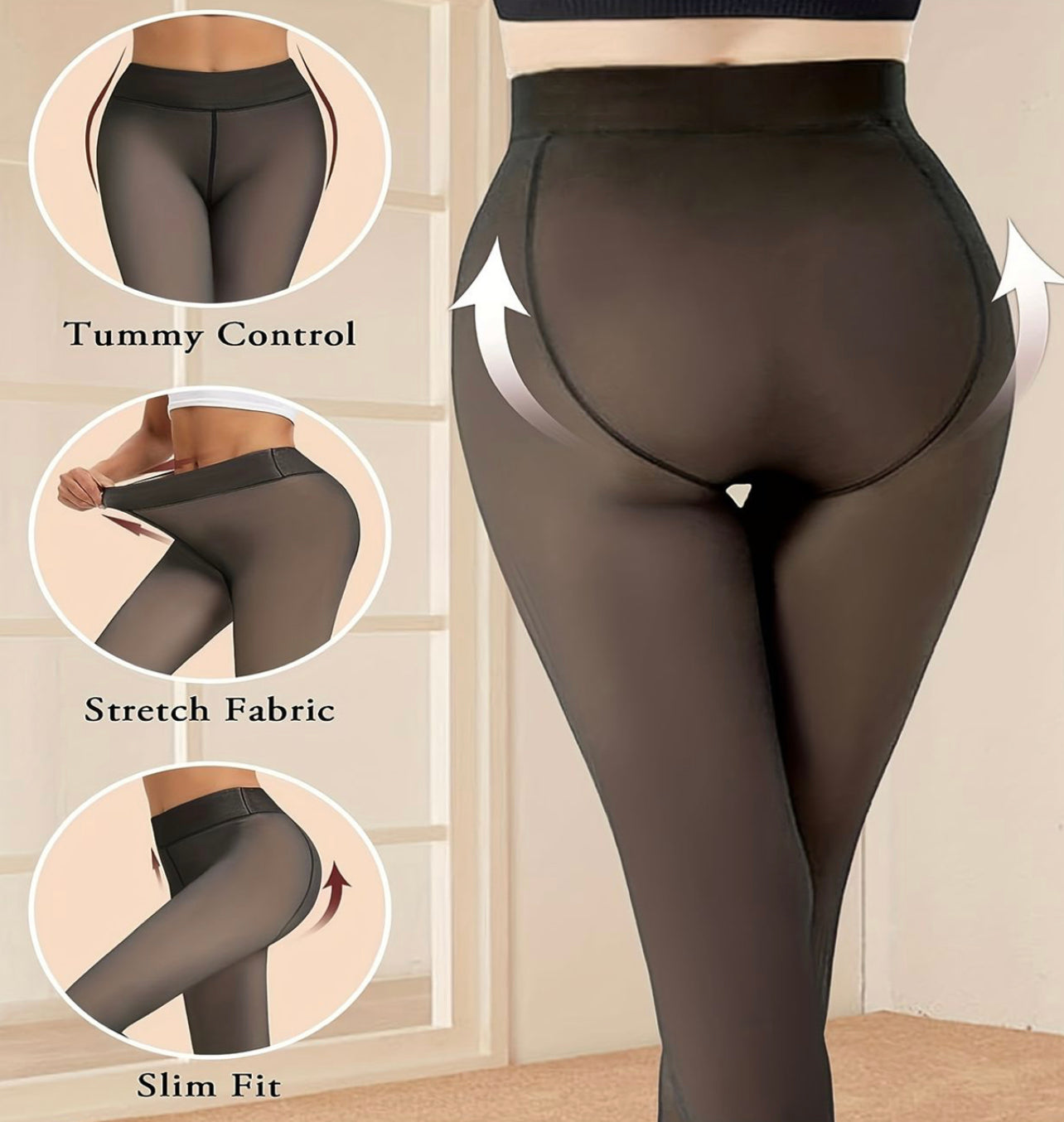 Sheer Dual Tone Second Skin Thermal Stockings