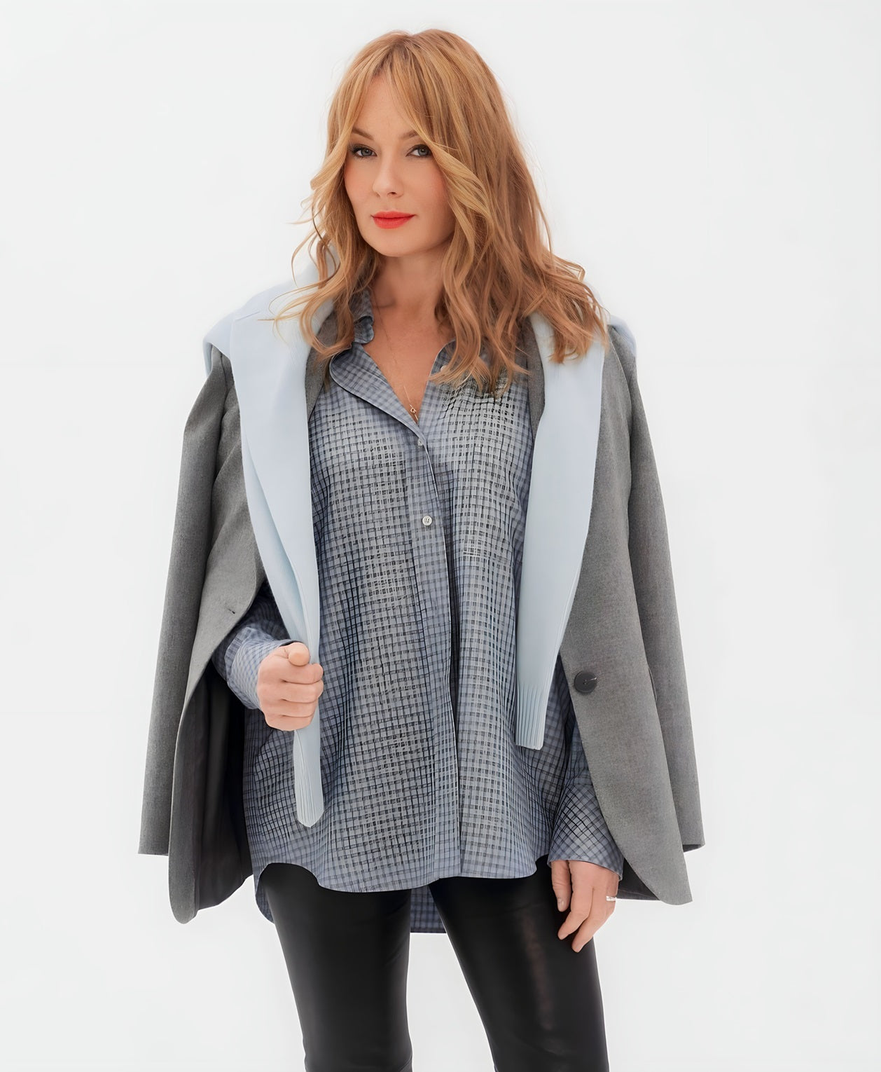 Light Grey Woolen Single Breasted Coat